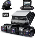 PRUVEEO 360° 4 Channel Dash Cam Front and Rear Inside Left Right, Dash Camera for Cars, Built-in GPS WiFi Night Vision, 24/7 Recording Parking Mode Monitor, 128G Card Included