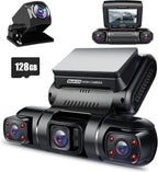 PRUVEEO 360° 4 Channel Dash Cam Front and Rear Inside Left Right, Dash Camera for Cars, Built-in GPS WiFi Night Vision, 24/7 Recording Parking Mode Monitor, 128G Card Included