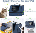 PETSFIT Portable Travel Cat Litter Box with Lid – Collapsible, Leak-Proof & Washable 2-Layer Lining, Sturdy Support Frame, for Hotel/Car/Camping, Cat Travel Essentials for Kitty/Medium Cats Light Blue