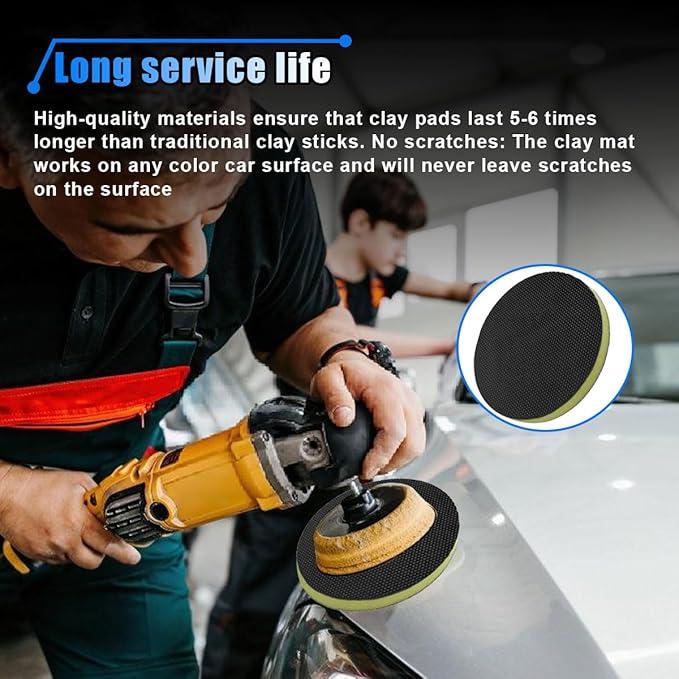 5.82'' Fine Grade Car Clay Bar Pad, Wipe Foam Pads for Car Polisher and Rotary Polisher, DA Polish Pad Replacement Tool for Remove, Novel Auto Detailing Kit(1PC)