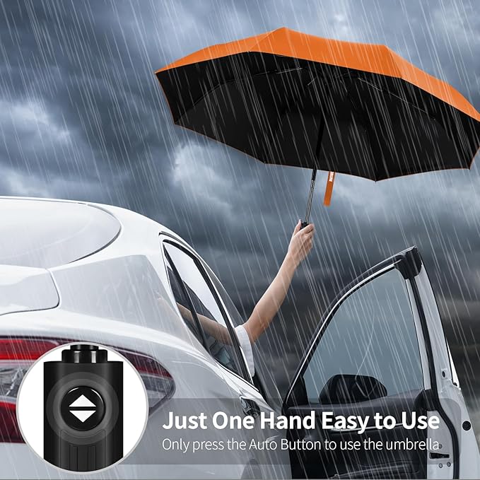 Yoobure Windproof Travel Umbrella - Automatic Umbrellas for Rain, Compact Folding Umbrella with UV Protection, Lightweight Portable Design for Backpack/Walking/Car, Sun & Storm Ready