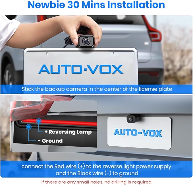 AUTO-VOX CS-2 Wireless Backup Camera with 4.3" Car Monitor, Easy Install Stable Digital Signal Back Up Camera System, Super Night Vision Reverse Cam for Truck, SUV, Van, Trailer