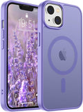 SUPFINE Magnetic for iPhone 14 Case & iPhone 13 Case (Compatible with MagSafe)(Military Grade Drop Protection) Translucent Matte Shockproof Phone Cover,Purple