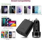 Super Fast Charger Type C Kit, VELOGK 25W PD PPS USB C Wall/Car Charger for Samsung Galaxy S24/S23 Ultra/S23+/S23/S22/S21/S20/Plus/Ultra/FE/Note 20/A71, iPad Pro, with 2X Nylon USB C-to-C Cable(6.6ft)