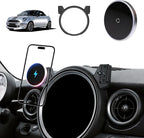 Phone Mount for BMW Mini Cooper (2007-2012 2013), Magnetic iPhone Holder, Magsafe Car Mount Charger, 15W Wireless Car Charger, Hands Free & 360°, 2008 2009 2010 2011 Mini Cooper Car Accessories