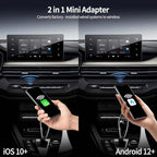 Wireless CarPlay Adapter for iPhone/Android,Mini Upgraded Wired to Wireless Adapter for Apple Car Play,Android Auto Plug and Play Stable Connection,No Latency for iOS 10+ Android 11+ to Screen w/USB C