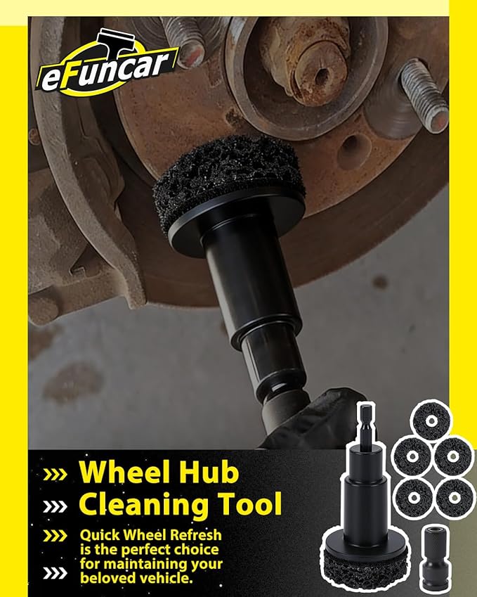 Hub Cleaning Tool, Wheel Hub Cleaning Tool Kit with 1/2" Impact Wrench Adapter & 7 Replaceable Grinding Pads, Wheel Stud Cleaner for Rust Removal & Hub Refinishing on Cars, Trucks, SUVs
