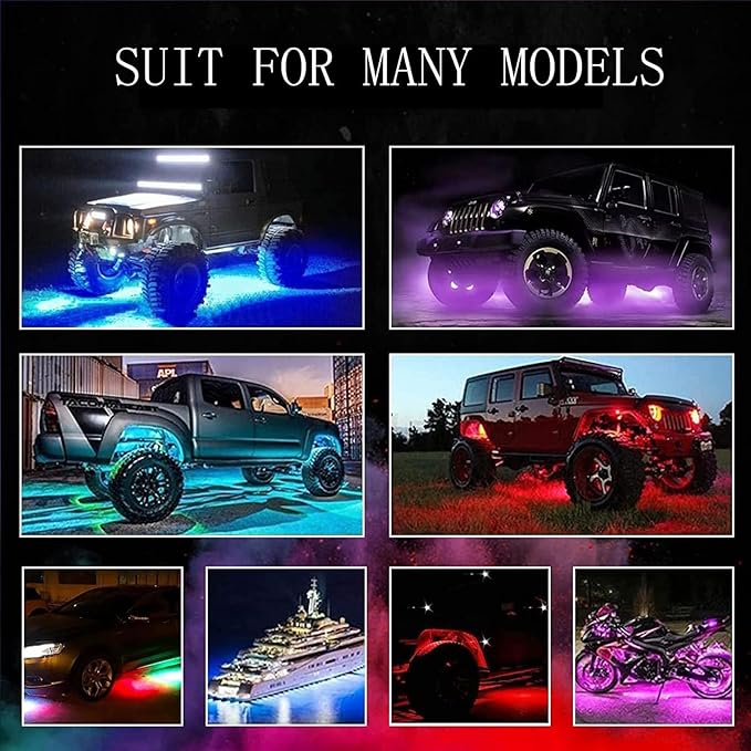 12 Pods Rock Lights Pure LED Lights for Car SUV Ambient Underglow Lights Waterproof Neon Trail Rig Lamp Lighting for Truck