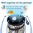 Car Trash Can, 2 Packs Mini Collapsible Car Trash Bin for Front Back Seat, Pop up Car Garbage Can, Portable Car Trash Bag Hanging for Vehicle SUV Rv Truck Accessories Interior, Leopard Print