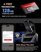 4K+4K Dash Cam Front and Rear, Free 128GB Card Included, 5.8GHz WiFi Dash Camera for Cars, Built-in GPS, G-Sensor, 170°Wide Angle, 3" IPS Screen, 24H Parking Mode, Support 512GB Max