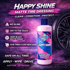 Winter White Happy Shine Matte Tire Dressing – Satin Black Tire Shine, Non-Greasy Professional Tire Dressing with UV Protection, Restores Rubber & Trim, No Sling Formula, Made in USA, 16 oz