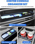 Autorder 3PCS Center Console Organizer for 2024 2025 2026 Hyundai Santa Fe Accessories,Dashboard Storage Box/Cup Holder Insert/Passenger Storage Organizer Tray - TPE Material