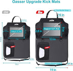 Oasser Seat Back Protector Kick Mats 12.9" I pad Holder 2 Pack XL with 1 Tissue Box Car Seat Organizer Back of Seat Protector Clear 2 Large Car Organizers and Storage
