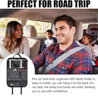 2 Pcs Backseat Car Organizers with Table Tray, 6 Storage Pockets Car Organizer with Tablet Holder, Kick Mats Protectors for Kids Travel Accessories Black, Unisex(Classic,Grey)