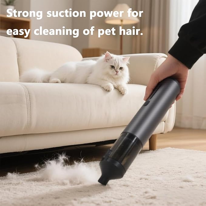 Cordless Handheld Vacuum for Car & Home - 16000pa Powerful Suction, Rechargeable, Lightweight, with Storage Bag, Ideal for Pet Hair/Car Detailing/Sofa （Grey）