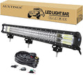 AUXTINGS 28 inch 396W LED Light Bar Triple Row Spot Flood Combo Beam Off Road Lights Waterproof Work Light with Wiring Harness for Jeep Trucks SUV ATV UTV Boat Lights, 12V 24V