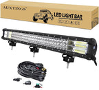 AUXTINGS 28 inch 396W LED Light Bar Triple Row Spot Flood Combo Beam Off Road Lights Waterproof Work Light with Wiring Harness for Jeep Trucks SUV ATV UTV Boat Lights, 12V 24V