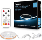 Tatazone 16.4ft Ice Blue COB Led Strip Lights with RF Remote, Dimmable Bright Adhesive Indoor Led COB Light Strip for Cabinet, Painting, Room, Bed