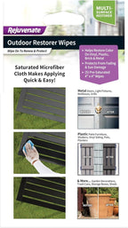 Rejuvenate Outdoor Restorer Wipes, 5 Count, Individually-Wrapped Pre- Saturated Microfiber Wipes Restore Faded and Weathered Surfaces Such As Patio Furniture, Shutters, Siding, Mailboxes And More