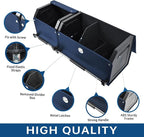 Car Trunk Organizer, Leather Trunk Organizer for SUV with Lid and Sturdy Handle Collapsible Adjustable Storage (Blue, 33 x 11.4 x 12.2in)