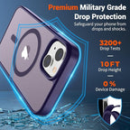 SUPFINE Magnetic for iPhone 15 Case (Compatible with MagSafe) (Military Grade Drop Protection) Slim Translucent Matte Shockproof with Anti-Fingerprint Phone Case, Dark Purple