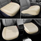 BOPUOVRE Car Seat Cover for Luxury & Comfort - PU Leather, Anti-Slip, Full Wrap Protection with Storage Pocket for Bottom Cushion - Universal Fit for 95% of Vehicles (Yellowish-White,2 Piece)