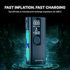 Airmoto Tire Inflator Portable Air Compressor - Air Pump for Car Tires with Digital Pressure Gauge, LED Light and Auto Shut-Off Function - Cordless Pump for Car, Motorcycle, Bicycle, Ball (Pack of 4)