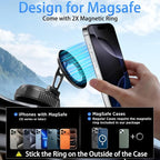 JKSML Magnetic Car Phone Holder [98LBS Strongest Suction & 2800gf Magnetic] 360° Adjustable Foldable Car Mount for Magsafe, Versatile for Car/Gym/Mirror Mount/Daily Stand, for iPhone & Android, Black