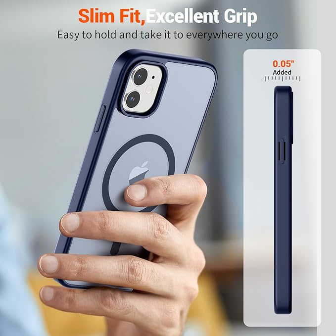 SUPFINE Magnetic for iPhone 11 Phone Case(Compatible with MagSafe)(Military Grade Drop Protection) Translucent Matte Shockproof Phone Cover, Navy Blue