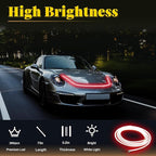 DIBMS 71-inch High-Brightness Car Hood Gap LED Light Strip - Daytime Running Lights Universal Auto Exterior Decor Accessories (Red)