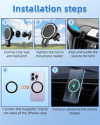 PZK Car Phone Holder for Toyota RAV4 2013-2015 2016 2017 2018 Accessories Custom Air Vent Phone Mount Magnetic 15W Fast Wireless Charger Hands Free 360° Rotation Cell Phone Automobile Cradles