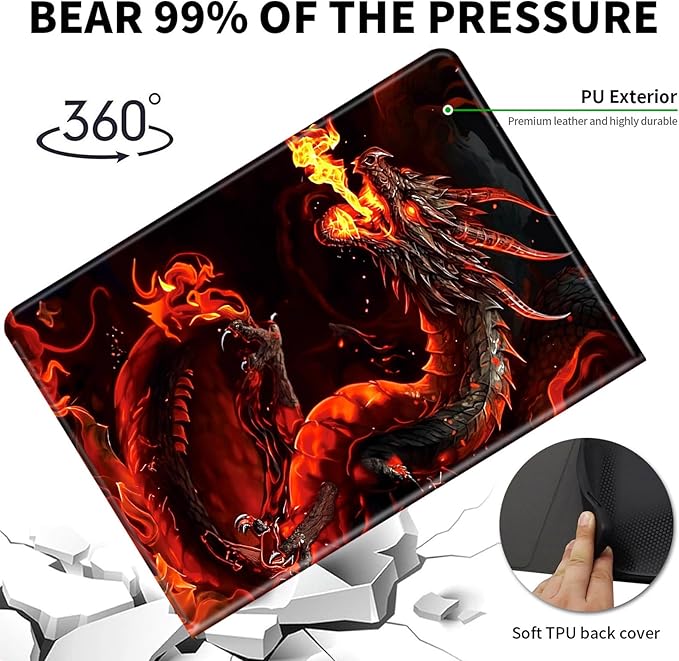 Case for 6" Kindle 11th Generation Case 2024/2022 Release,Leather Slim Folio Adjustable Stand Cover with Auto Wake/Sleep for Basic Kindle 2024/2022 11th Gen e-Reader,Fire Red Dragon