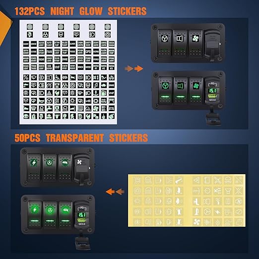 Nilight 3 Gang Rocker Switch Box 12V SPST ON Off Toggle Switches PD Type C and QC USB Charger Voltmeter LED Light Waterproof Aluminum Mount Bracket Panel DIY Stickers for Boat Car RV Truck