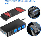 Cigarette Lighter Plug Splitter Adapter, EUGIZMO 222W Multi Port Power Plug Car Charger Adapter for Plug Outlet 12V 3 Socket Splitter Car Cigarette Lighter USB Charger with LED Independent Switches