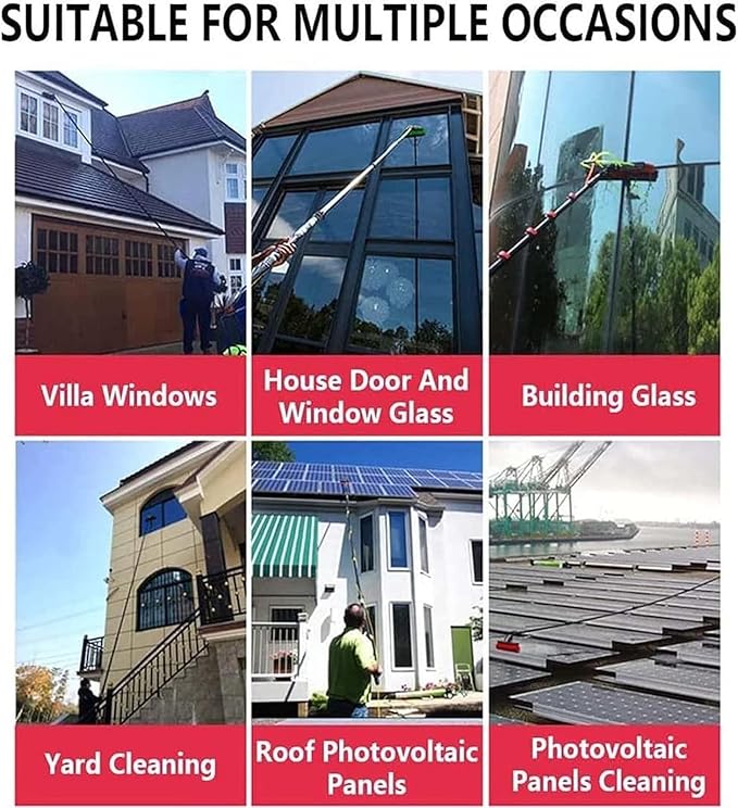 Window Cleaning Telescopic Pole, Water Fed Extendable Brush for Conservatory Roof Cleaning Photovoltaic Panel Cleaning/Window Clean (9m/29.52ft 30Cm Brush Head)