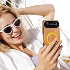 Guppy Compatible with iPhone Air Magnetic Case, with Full Camera Lens Protector [Compatible with MagSafe] Scratch Resistant Gradient Glass Back Cover Phone Case-Orange