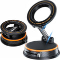 Magnetic Car Phone Holder, 360°Adjustable Vacuum Dashboard and Windshield Mount Magsafe Cell Phone Holders for Your Car, Carbon Fiber 108+LBS Nano Gel Suction Cup, iPhone, Samsung (Orange)
