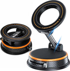 Magnetic Car Phone Holder, 360°Adjustable Vacuum Dashboard and Windshield Mount Magsafe Cell Phone Holders for Your Car, Carbon Fiber 108+LBS Nano Gel Suction Cup, iPhone, Samsung (Orange)