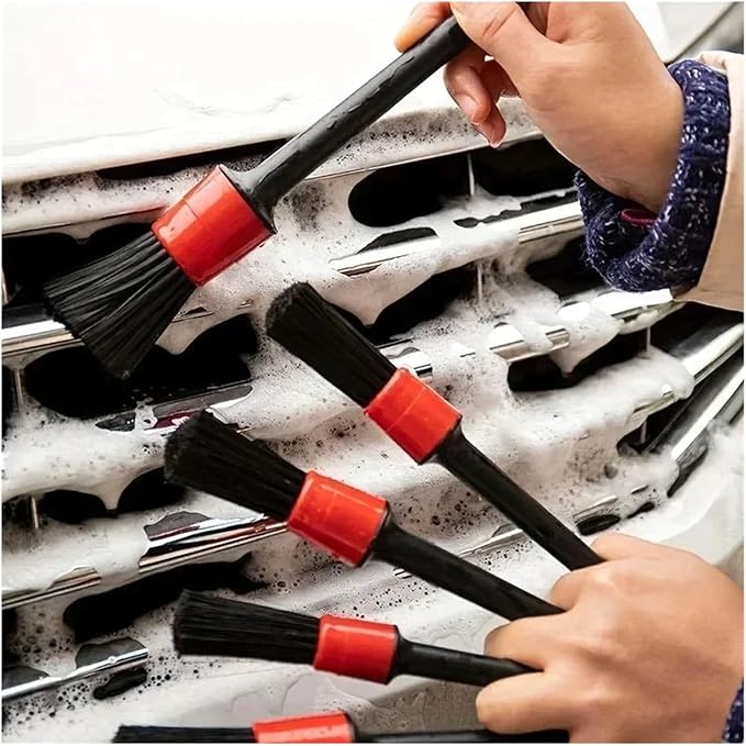 Car Wash Care Detailing Brush Set For Cleaning Wheels Dashboards Vents And More Car Cleaning Brushes Car Accessories(Gloss black)