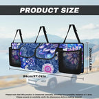 Boho Style Trunk Organizer with Lid Car Women Mandala Floral Blossom Back of Seat Car Organizer for SUVs Sedans