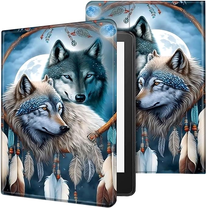 for Kindle Paperwhite Case,6" Kindle Paperwhite 4 10th Generation Case 2018 & Kindle Paperwhite Signature Edition,Leather Slim Adjustable Stand Cover Auto Wake/Sleep,Dream Catcher Wolf