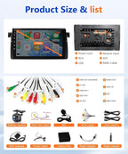 8Core Car Stereo for BMW 325i 330i E46 328i 328xi 1998-2005 Radio for BMW M3 2000-2006 Apple CarPlay Android Auto,9IN IPS Touch Screen 5G WiFi/GPS Navi/BT/FM/RDS/DSP/EQ/SWC/AHD Camera