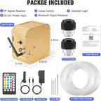 32W Twinkle Starlight Headliner Kit, 1600pcs*0.03in*13.1ft LED Fiber Optic Lights Kit, Star Ceiling Light+10 Crystals+Adapter+Car Use Plug for Car Roof/Home with APP/Remote/Music Mode
