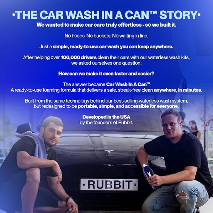 Car Wash In A Can™ Kit, Premium Waterless Car Wash Spray, Ready-to-Use Formula, 1 Can + 6 Microfiber Towels, Up to 3 Washes per Can, Scratch-Free Formula (1 Can)