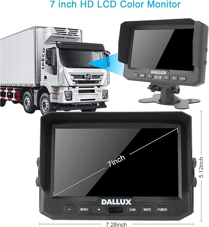 Truck Bus Digital Wireless Backup Camera Monitor System Kit, 7 inch DVR Monitor+HD IP69K Waterproof Night Vision Rear View Reverse Camera for Van Trailer 5th Wheel Pickup RV Campers Motor Home Boat