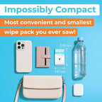 Impossibly Compact Travel Flushable Wipes - 99.5% Water and Aloe - Safe for Sensitive Skin & Hypoallergenic - Travel Essentials for Adults, Kids & Babycare, Unscented, 8 Pack 48 Wipes