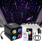 AKEPO 36W 4 Color Twinkle Fiber Optic Starlights Headliner Lights Kit, Optical Fibers Music Sync Bluetooth APP Control Starlight Kit, 1200pcs*13.1ft +240pcs Colorful Shooting Star