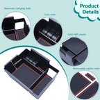 TOPINSTALL 2020-2026 Ford Explorer Console Organizer Tray - Compatible with 2020+ Ford Explorer Deep Armrest Storage Box with Coin Holder & Non-Slip Mats, Red Interior 6th Gen Explorer Accessories