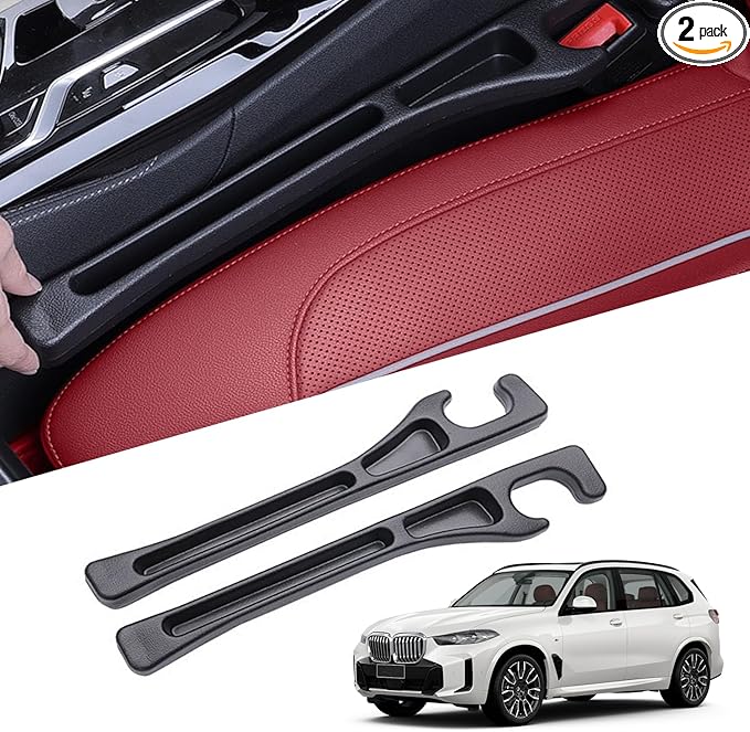 2Pcs Car Seat Gap Filler Organizer Compatible with BMW X1 X3 X5, Soft Foam Seat Side Gap Filler with Storage Avoids Things Falling, Fill the Gap Between Seat and Console