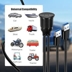 Dual Port USB A 3.0 Male to USB C 3.0 Female Extension Cable,Flush Mount Waterproof Panel Cable for Car,Truck,Boat,Motorcycle Dashboard 3.3ft